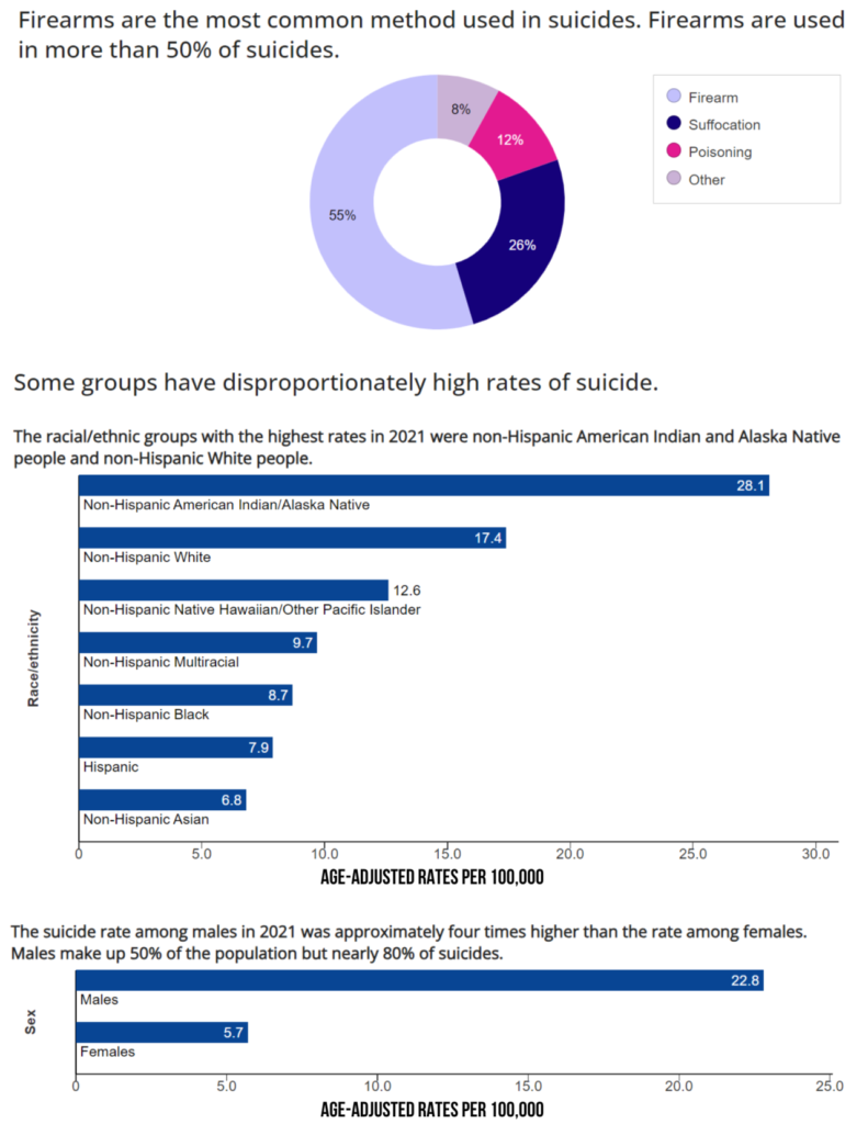 Infographic depicting firearms and suicide rate data